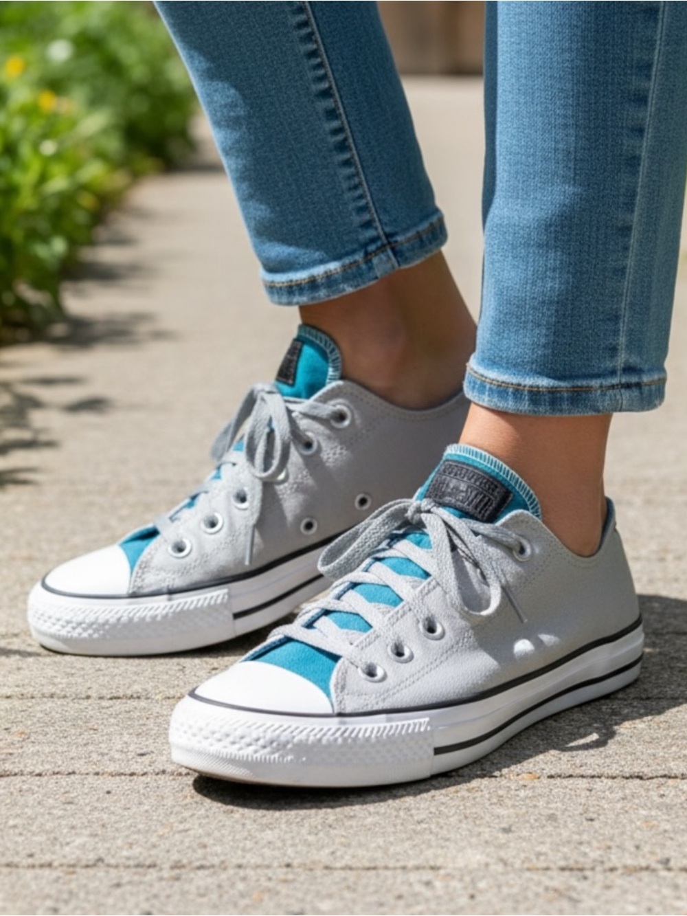 Converse Teal & Gray Canvas Low-Top Sneakers